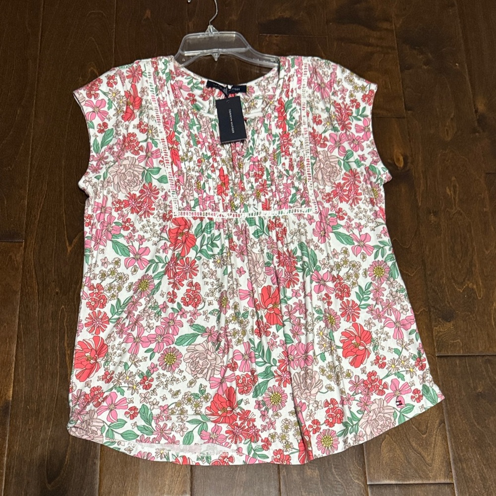 Tommy Hilfiger Floral Blouse - Pink and Green